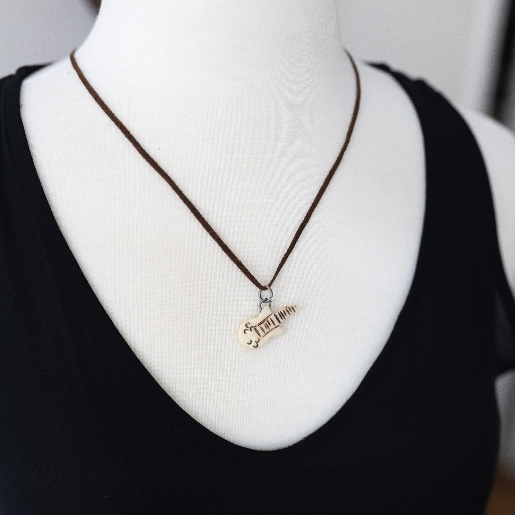Genuine Leather Cord Necklace With Guitar Pendant 14$